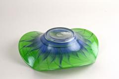 Green Blue Murano Glass Bowl Handpainted Italy circa 1970 - 3682904