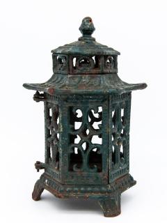 Green Enamel and Cast Iron Lantern - 1943853