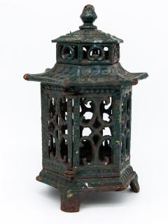 Green Enamel and Cast Iron Lantern - 1943855