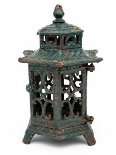 Green Enamel and Cast Iron Lantern - 1943856