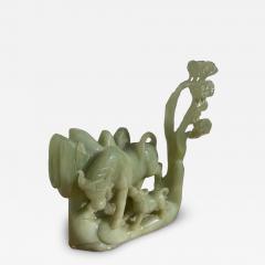 Green Jade Cow and Feeding Calf Sculpture - 4434750