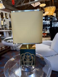 Green Lacquered Table Lamps with Botanical Motif 1970s - 4366600