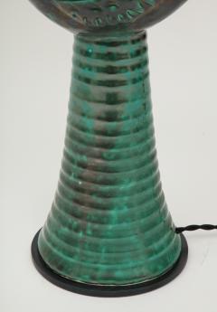 Green Mid Century Ceramic Rooster Lamp France c 1960s - 1887073