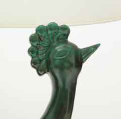 Green Mid Century Ceramic Rooster Lamp France c 1960s - 1887083