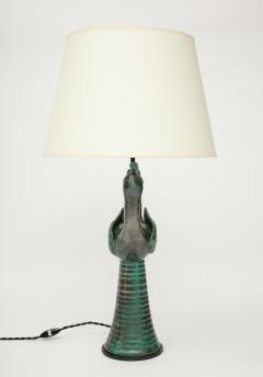 Green Mid Century Ceramic Rooster Lamp France c 1960s - 1887086