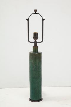 Green Mid Century Danish Ceramic Cylinder Table Lamp - 1868393