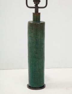 Green Mid Century Danish Ceramic Cylinder Table Lamp - 1868394