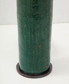 Green Mid Century Danish Ceramic Cylinder Table Lamp - 1868395