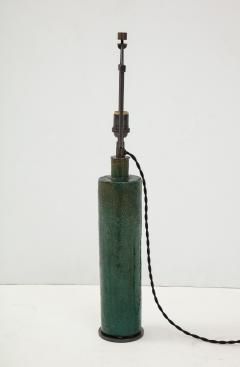 Green Mid Century Danish Ceramic Cylinder Table Lamp - 1868402