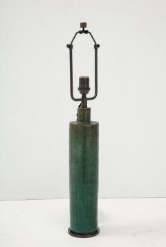 Green Mid Century Danish Ceramic Cylinder Table Lamp - 1868403