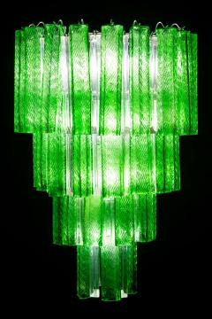 Green Midcentury Murano Glass Tronchi Four Tier Chandelier 1960 - 1445696