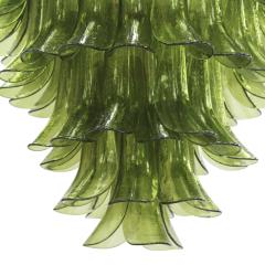 Green Murano Glass Petal Chandelier with Gold Toned Support Italy - 4171268