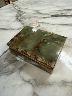 Green Onyx Stone Jewelry or Trinket Box with Natural Veining - 4373757
