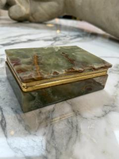 Green Onyx Stone Jewelry or Trinket Box with Natural Veining - 4373759