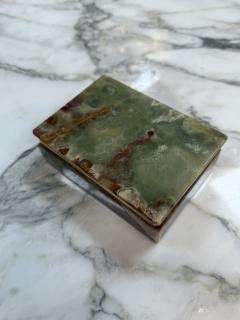 Green Onyx Stone Jewelry or Trinket Box with Natural Veining - 4373761