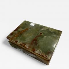 Green Onyx Stone Jewelry or Trinket Box with Natural Veining - 4374476