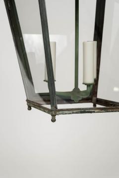 Green Painted French Glass Paneled Lantern - 3615762