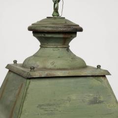 Green Painted French Glass Paneled Lantern - 3615765