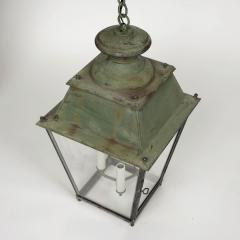 Green Painted French Glass Paneled Lantern - 3615768