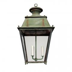 Green Painted French Glass Paneled Lantern - 3615770