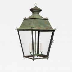 Green Painted French Glass Paneled Lantern - 3618009