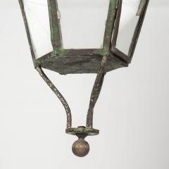 Green Painted Six Sided Glass Paneled Tole and Iron French Lantern - 4015585