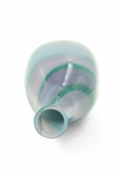 Green Purple and Blue Tapered Art Glass Vase - 4673148