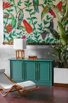 Green Sideboard With Brass Details Lacquered Series - 3670592