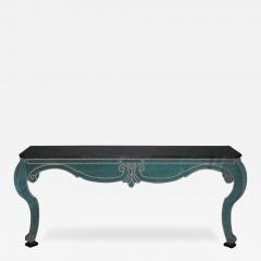Green Teal Velvet Wall Mount Console with Black Granite Top - 3098942