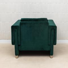 Green Velvet Chair with Stainless Steel Details by MOGUL IN STOCK - 4208003