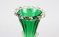 Green White Murano Glass Vase With 24k Gold Flakes by Fratelli Toso IT ca 1930 - 3363419