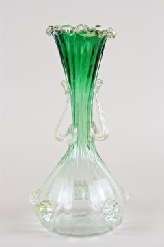 Green White Murano Glass Vase With 24k Gold Flakes by Fratelli Toso IT ca 1930 - 3363422