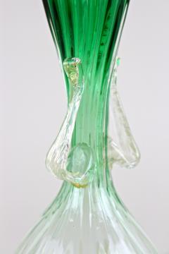 Green White Murano Glass Vase With 24k Gold Flakes by Fratelli Toso IT ca 1930 - 3363423