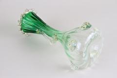 Green White Murano Glass Vase With 24k Gold Flakes by Fratelli Toso IT ca 1930 - 3363428