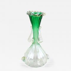 Green White Murano Glass Vase With 24k Gold Flakes by Fratelli Toso IT ca 1930 - 3364488