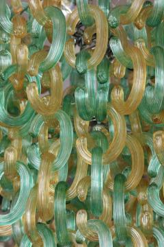 Green and Gold Murano Glass C Link Chandelier - 3137867