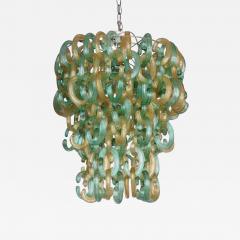 Green and Gold Murano Glass C Link Chandelier - 3139744