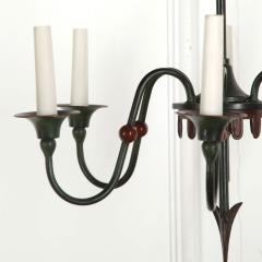Green and Red Oxide Painted Chandelier - 3632574