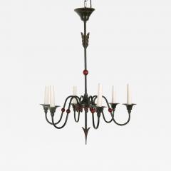 Green and Red Oxide Painted Chandelier - 3635791