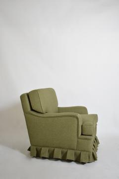 Green fabric fringe armchair 1960s  - 4684380