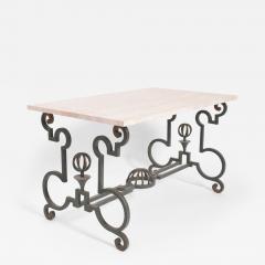 Green hammered iron coffee table 1940s  - 4547677
