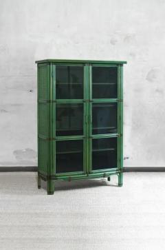 Green lacquered living room display cabinet 1980s - 3998808