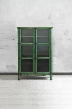 Green lacquered living room display cabinet 1980s - 3998812