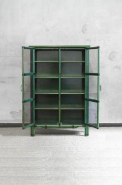 Green lacquered living room display cabinet 1980s - 3998866