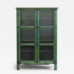 Green lacquered living room display cabinet 1980s - 4010433