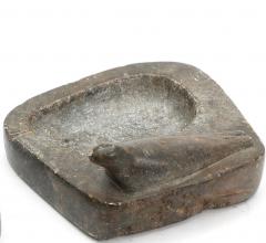 Greenlandic Soapstone Ashtray with Seal Figure - 2982244