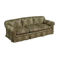 Gregorius Pineo Gregorius Pineo Damask Upholstered Olive Green Roll Arm Sofa Settee - 3378859