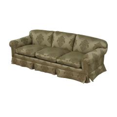 Gregorius Pineo Gregorius Pineo Damask Upholstered Olive Green Roll Arm Sofa Settee - 3378861