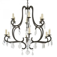 Gregorius Pineo Gregorius Pineo Rousseau Wrought Iron Twelve Light Chandelier Famous Estate - 2696433