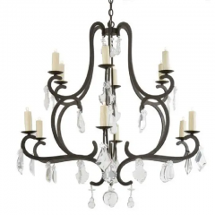 Gregorius Pineo Gregorius Pineo Rousseau Wrought Iron Twelve Light Chandelier Famous Estate - 2696434